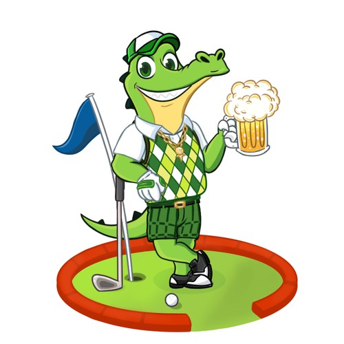 Golfer Alligator Character.