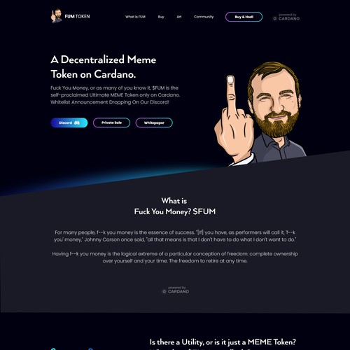 Landing page design for "FUM"