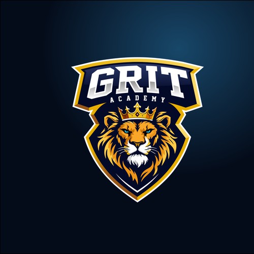 Bad ass lion king emblem logo.