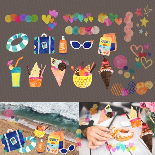 Photo collage app stickers/stamps