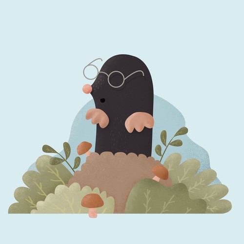 Cute illustration of a surprised mole