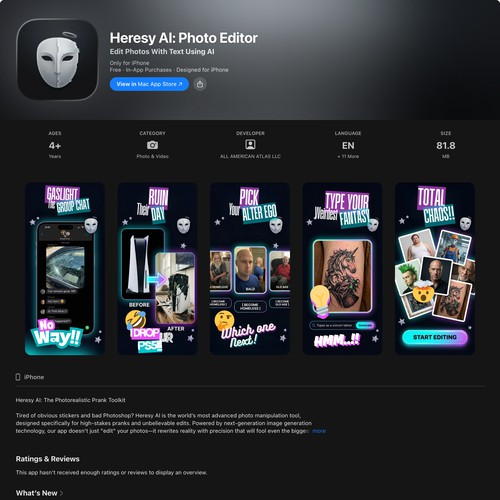 Heresy AppStore Previews