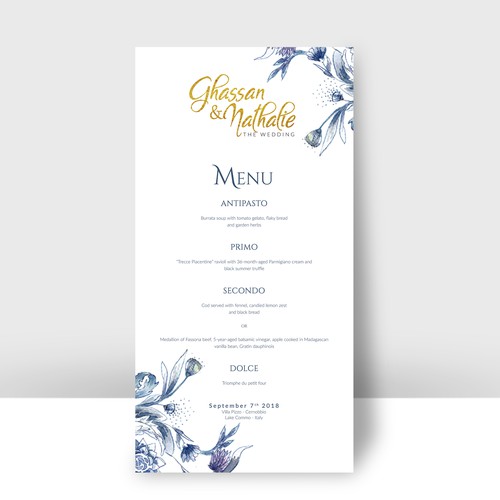 simple elegant wedding menu