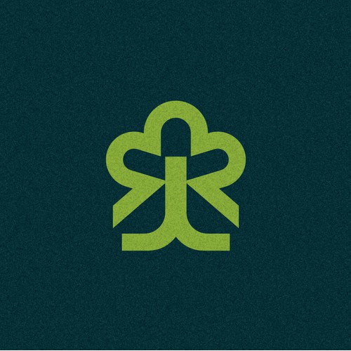 R and L letters logo with a tree