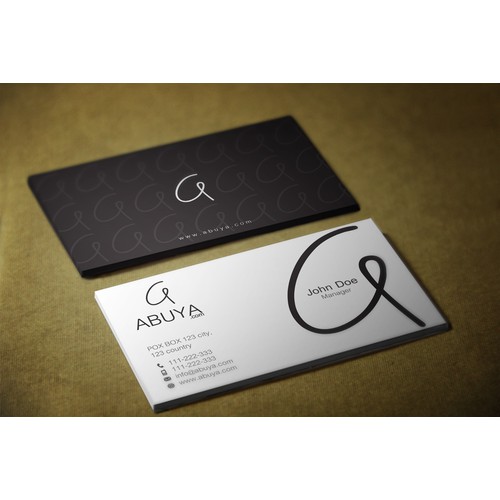 Create a winning business card for Abuya