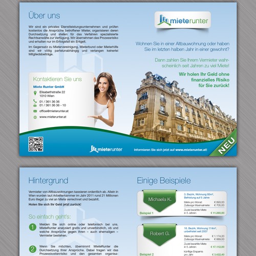 MieteRunter® (Get back your rent) needs a brochure design