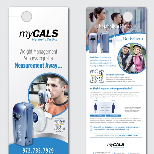 Create an eye-catching door hanger promoting metabolic testing (and death to fad dieting)