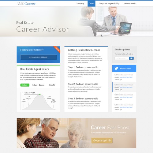 Clean web design for Career website