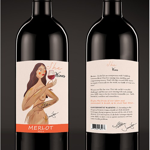 women wine label