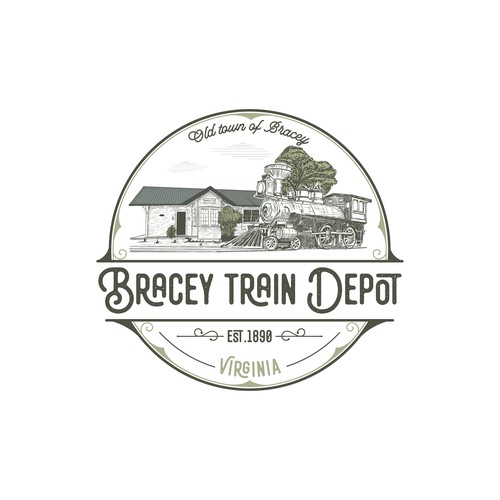 Hand drawn logo for historic train depot
