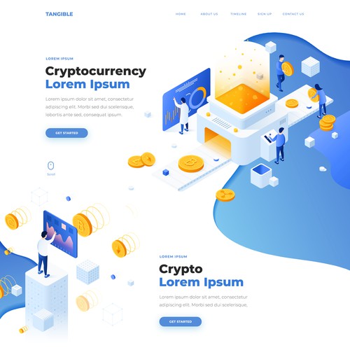 Create an exciting Homepage for a gold backed crypto company.