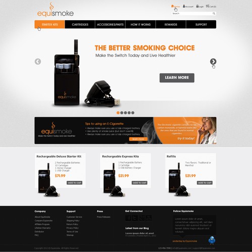 New website design wanted for Electronic Cigarettes