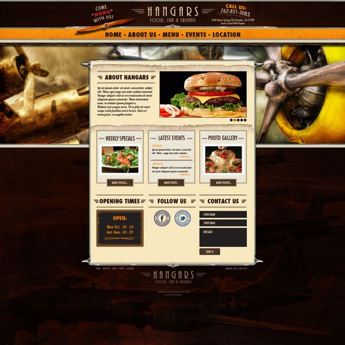 Website design for Hangars restaurant