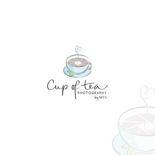 Eye-catching, whimsical, vintage cup of tea illustration for Cup of Tea Photography