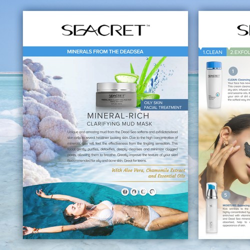 Flyer for skincare and nutrition with natural ingredients.