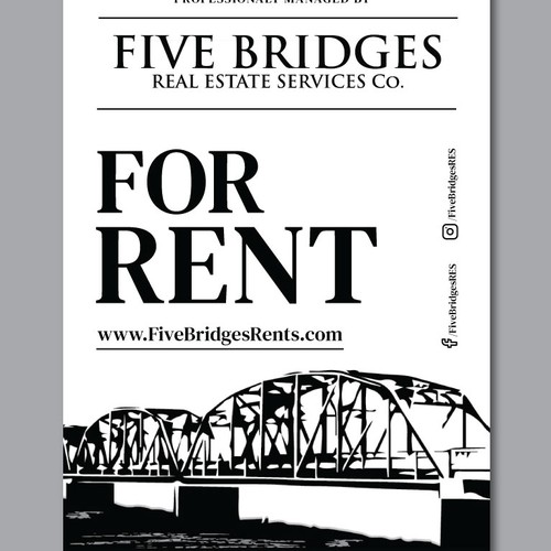 Rental Signage for Five Bridges real estate company.