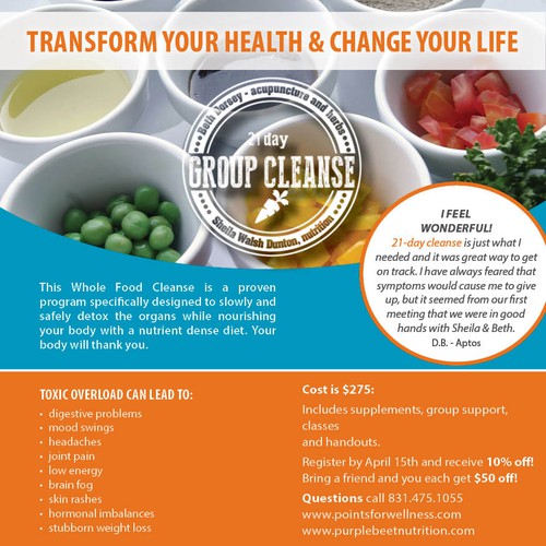 Ready to feel great?  I need YOU to help me create a whole foods cleanse flyer!