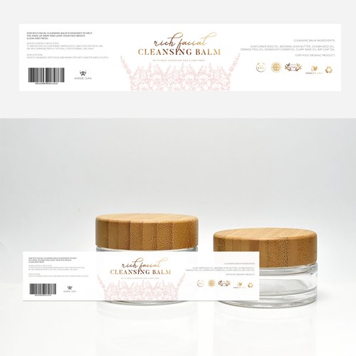 Delicate floral label design for ANNIE OAK