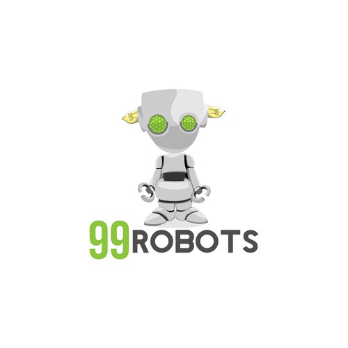 Cute robot mascot logo design