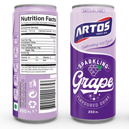 ARTOS / Sparkling drink / Packaging design