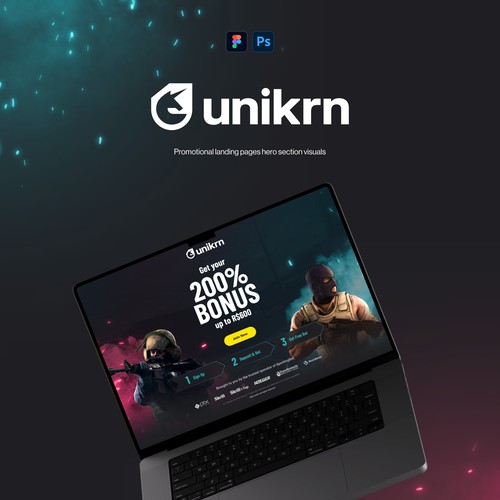 Unikrn - Promotional Landing Pages Headers Design