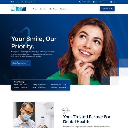 Dental care clinic website design