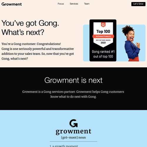 Growment: One-page website.