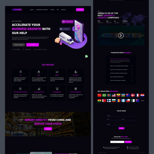Logistics landing page ui ux design