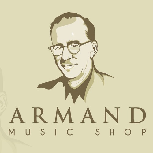 Create a distintive portrait logo for a music store