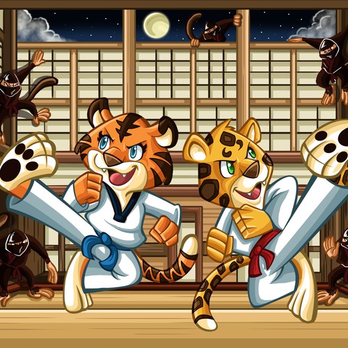 Karate Inspired Coloring Book Illustration for Kids!