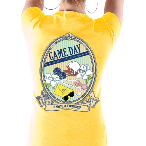 Preppy t-shirt design capturing the spirit of college football game day.