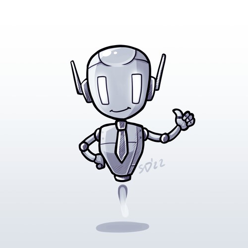 Cute Robot Mascot Sketch