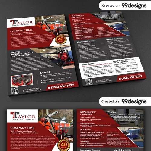 Eye-Catching Flyer Design for Taylor Manufacturing’s 40th Anniversary & Advanced Cutting Solutions
