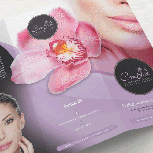 Modern brochure for "Crafted Aesthetics and Wellness"