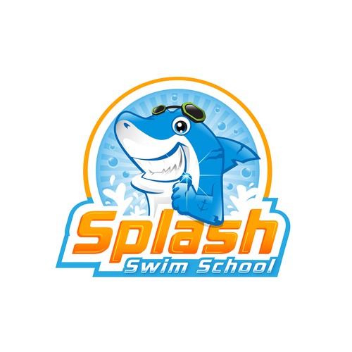 Shark Mascot logo for junior swim school