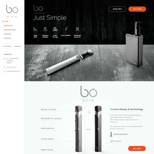 Responsive website for electronic cigarette
