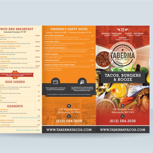 Taberna Tri Fold Menu Design