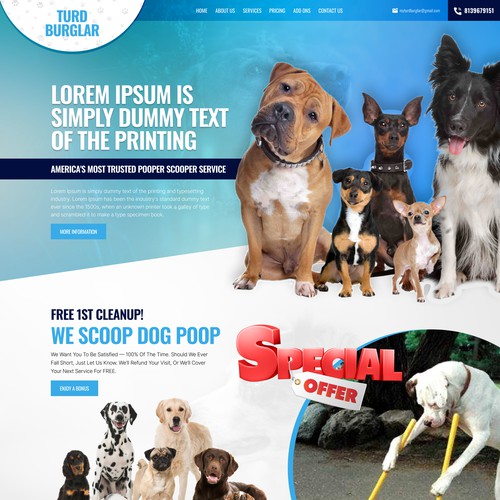 dog poop pet care adoption website design