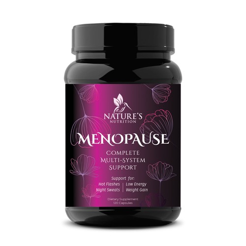 Women's Menopause Supplement label design for Nature's Nutrition dietary supplement.