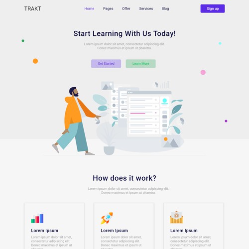 Simple Landing page with flat illustrations