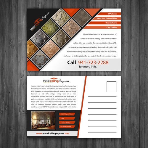 Postcard Design for Metal ceiling express