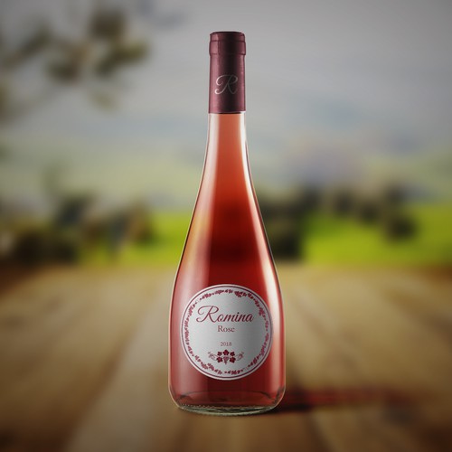 rose wine bottle label design 
