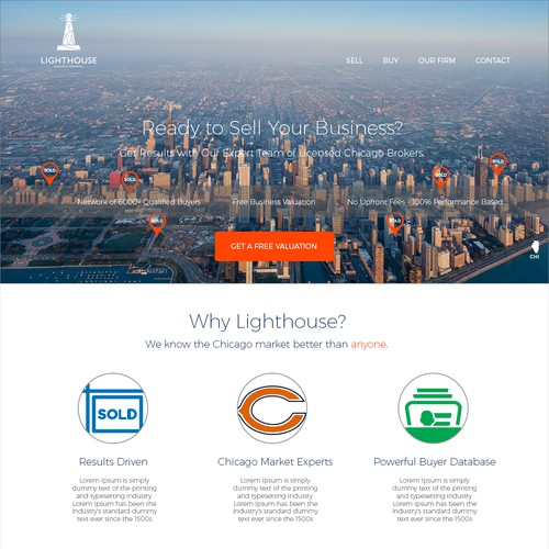 Landing page for a commercial real estate broker