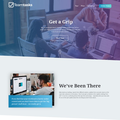 landing page design for teamtasks