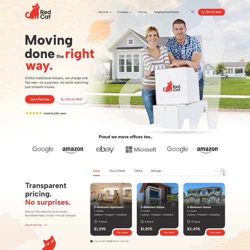 Homepage design for Red Cat. A brand built to be remembered.
