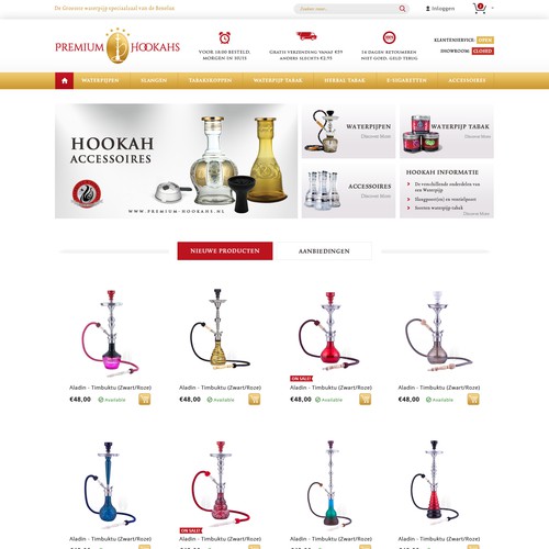 Webshop design for Premium-Hookahs
