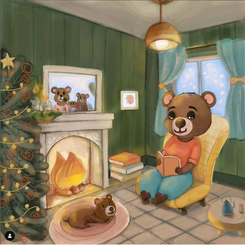 Warm cozy room in Christmas time.