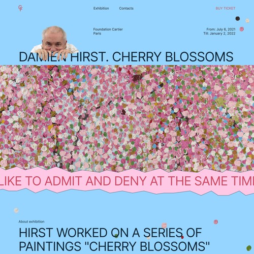 Landing Page for Exhibition by Damien Hirst