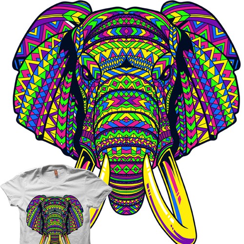 Create a tribal elephant face t-shirt for Serengetee!