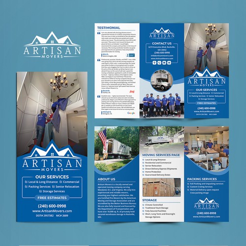 Brochure design to appeal to high-end moving clients in the Washington DC Area